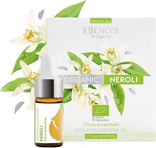 Essences Bulgaria Organic Neroli Essential Oil 0.1 Fl Oz | 3ml | Citrus aurantium | 100% Pure and Natural | Undiluted | Therapeutic Grade | Aromatherapy | Cosmetics | Cruelty Free | Non-GMO | Vegan
