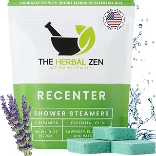 Recenter Shower Steamers Aromatherapy for Relaxing - USA Made Mothers Day Gift for Her - Lavender & Eucalyptus Shower Bomb Tablets – Soothing Natural Essential Oils (10 Pack)