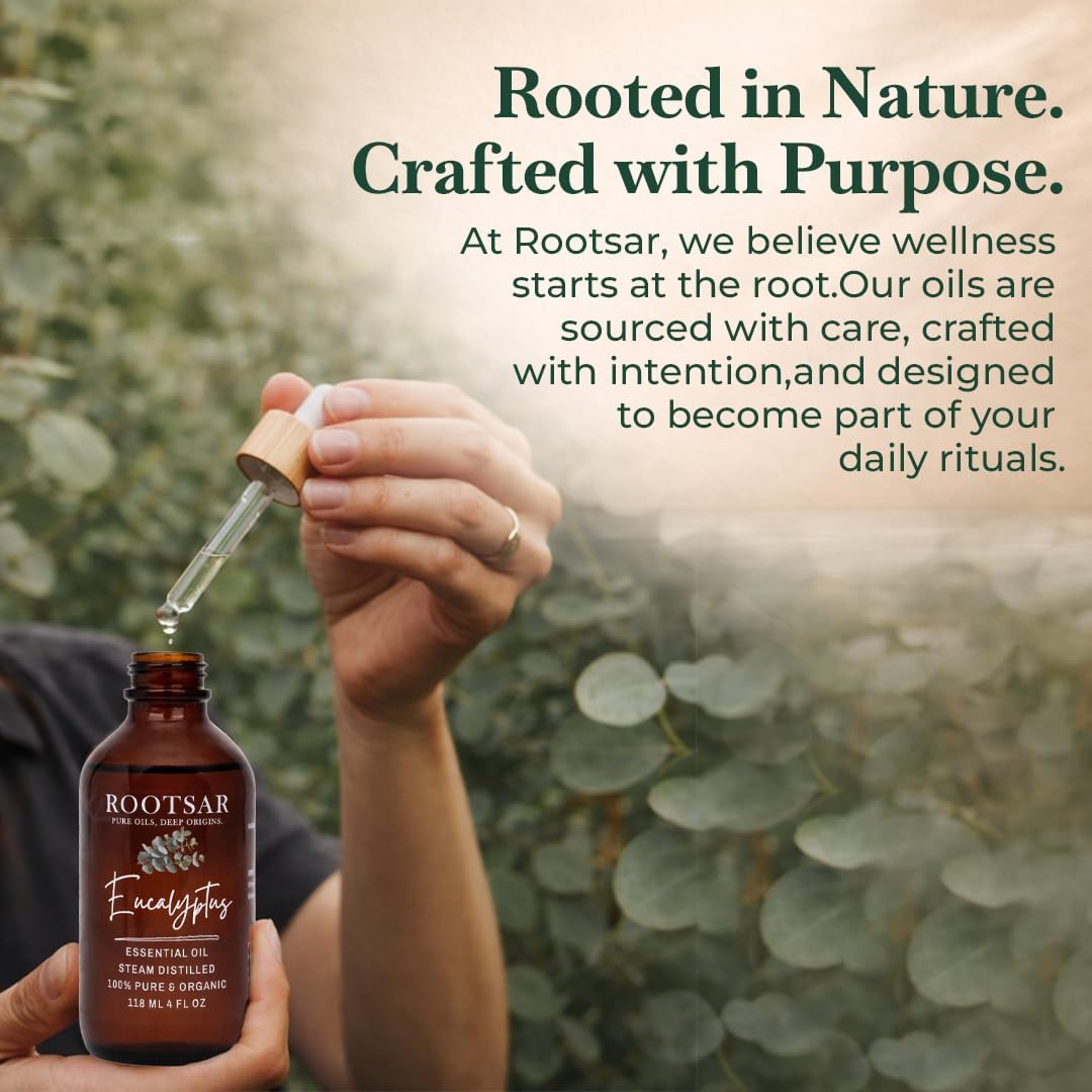 Eucalyptus Essential Oil – 100% Pure Organic Eucalyptus Oil, Steam Distilled, 4 FL OZ / 118 ML – Premium Essential Oil for Diffuser, Aromatherapy, Massage, Skin Care, Candle & Soap Making