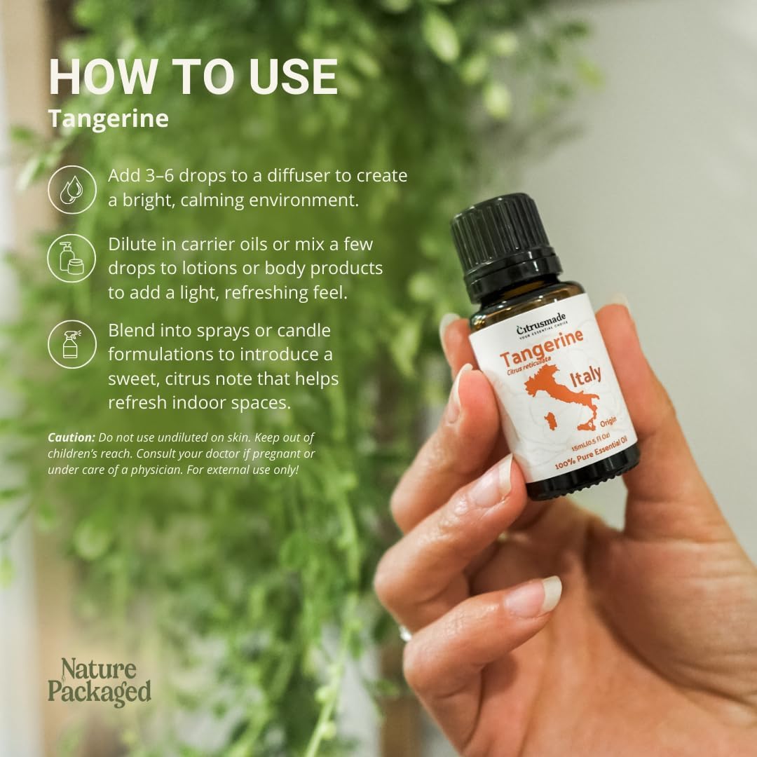 Tangerine Essential Oil - Direct from Citrusmade in Sicily, Italy - Essential Oils for Diffusers & Aromatherapy | 100% Pure Therapeutic Grade (15ml)