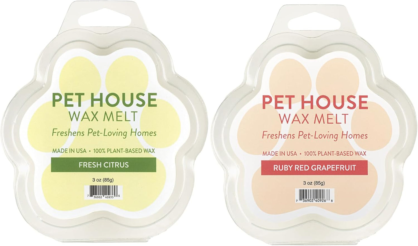 Pet House Fresh Citrus, Ruby Red Grapefruit Scengted Wax Melts - Long-Lasting Plant Based Soy Scented Wax Melts Pet Friendly Pack of 2