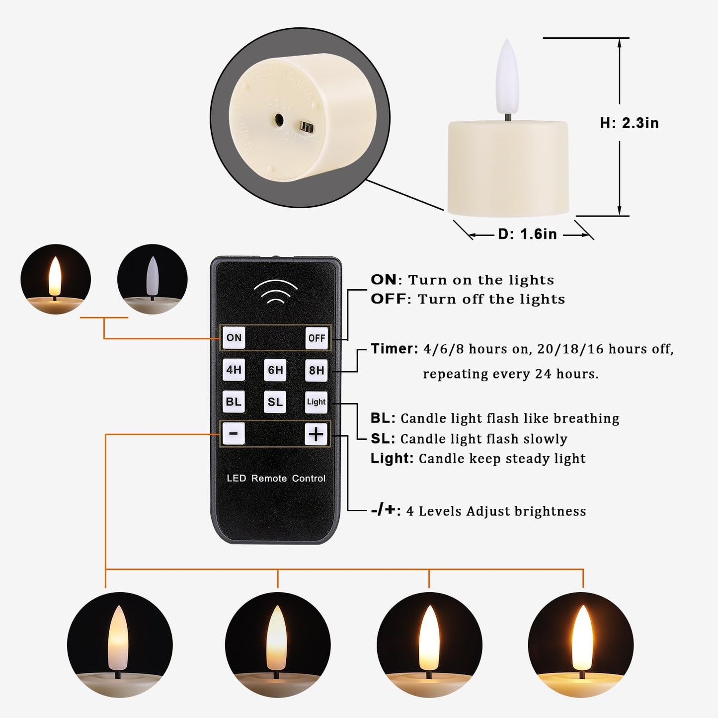 12 Pack Rechargeable Tea Lights with Remote Timer, Battery Operated LED Tealight Flameless Candles, Flickering Tealights for Votive, Weddings, Parties, Halloween, Christmas, Home Decoration