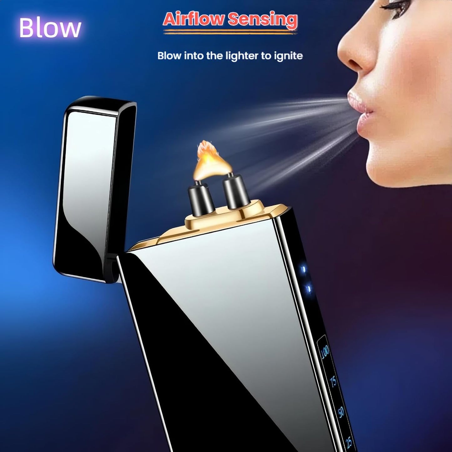 Smart Electric Lighter with 4 Ignition Modes, High Power Pulse Plasma Arc Lighter, Windproof Electronic Lighters, Rechargeable USB Lighters with Safety Lock (Silver Ice)