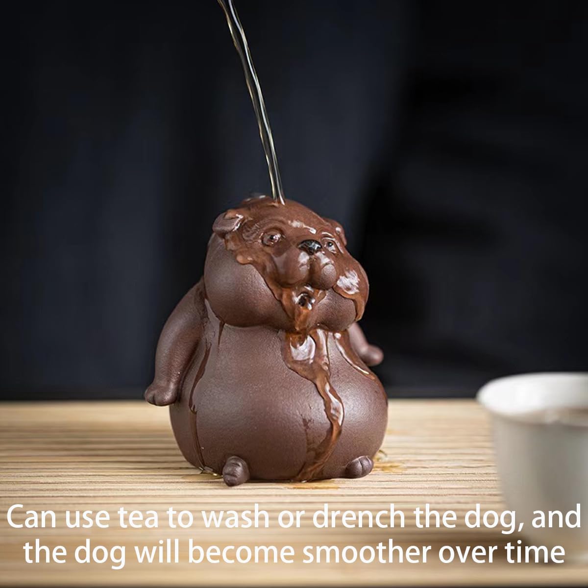 EAEDMY 2pcs Curious Puppy Figurine Incense Holder for Stick, Burner Incense Stick Holder, Purple Sand Kongfu Tea Pet Set for Tea Table Desk Tearoom Decoration Ornament