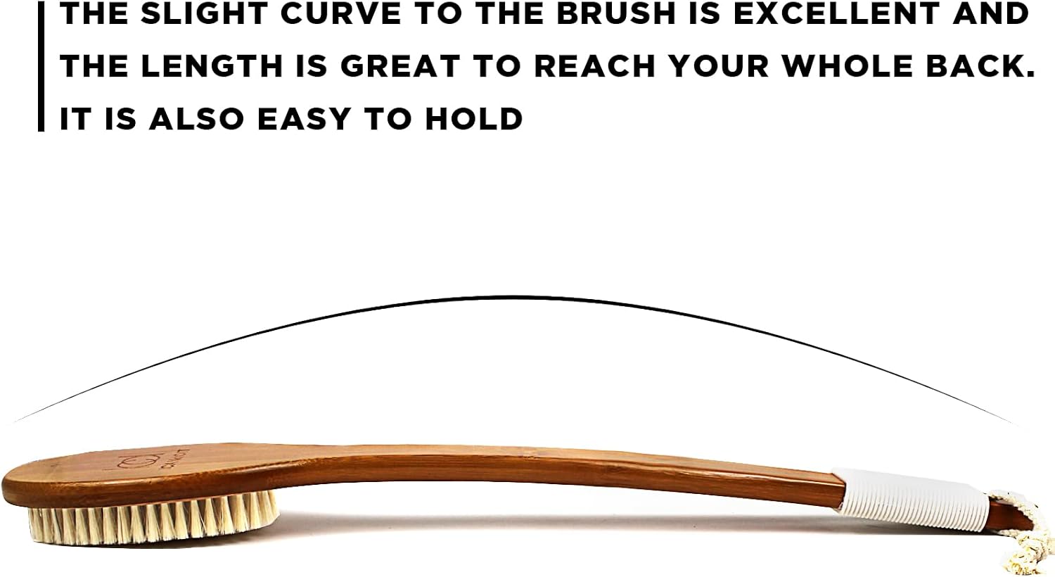 ICANdOIT-17.71Inch Natural Boar Bristles Anti-Slip Long Handle Bath Brush,Bent Handle Shower Scrubber for Exfoliating,Shower Back Brush,Exfoliation Set with Pumice Stone (1 Pack)