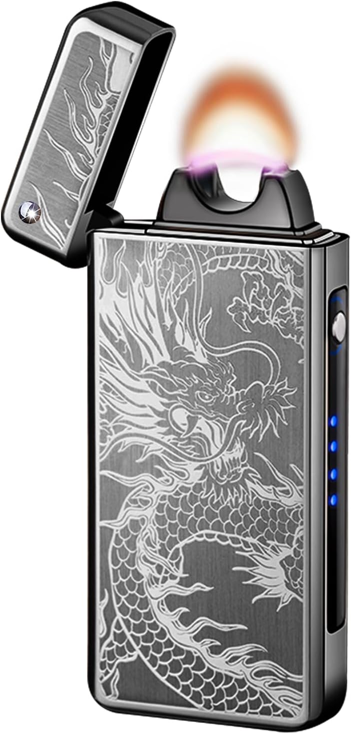GADATOP Dragon Arc Plasma Flame Lighter - USB Rechargeable Windproof Electric Lighter for Candle (Black)