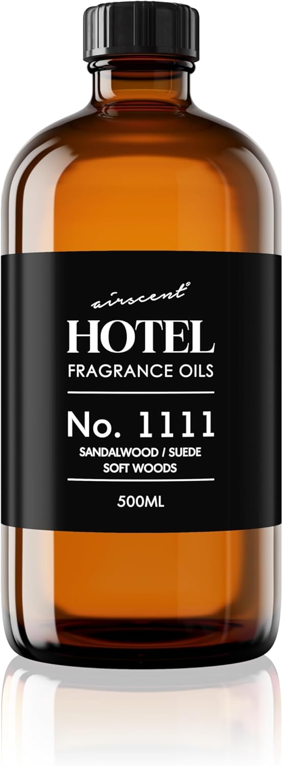 AirScent My Way Diffuser Oil No. 1111 Inspired by the 1 Hotel Scent - Sandalwood Suede Soft Woods - Fragrance Oil Blend for Ultrasonic and Waterless Diffusers and Crafting - 500 mL, 16.9 fl oz Bottle