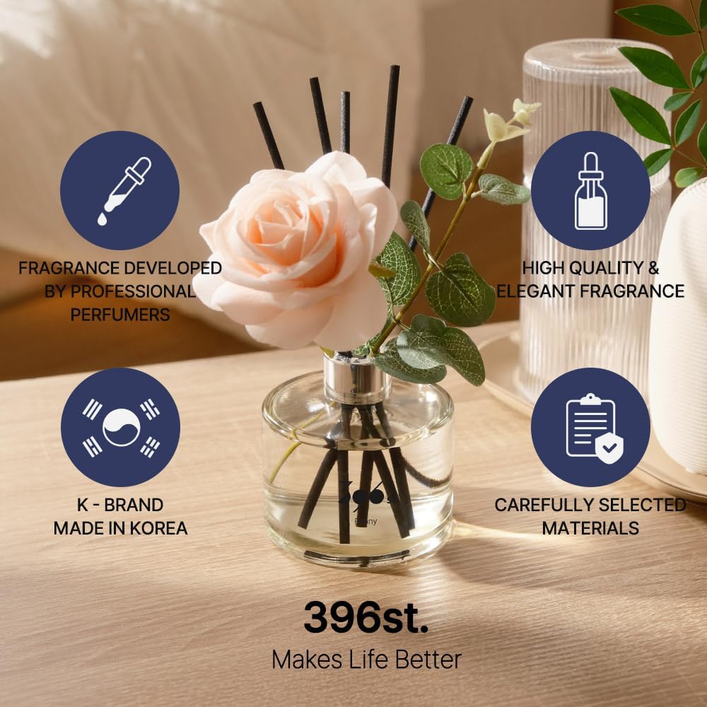 396 st. Rose Flower Reed Diffuser, Vanilla Lavender, 200ml(6.7oz) / Reed Diffuser Sets, Home Fragrance, Scented Oils, Home & Bathroom Décor