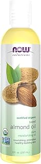 NOW Foods Solutions, Organic Sweet Almond Oil, 100% Pure Moisturizing Oil, Promotes Healthy-Looking Skin, Unscented Oil, 8-Ounce