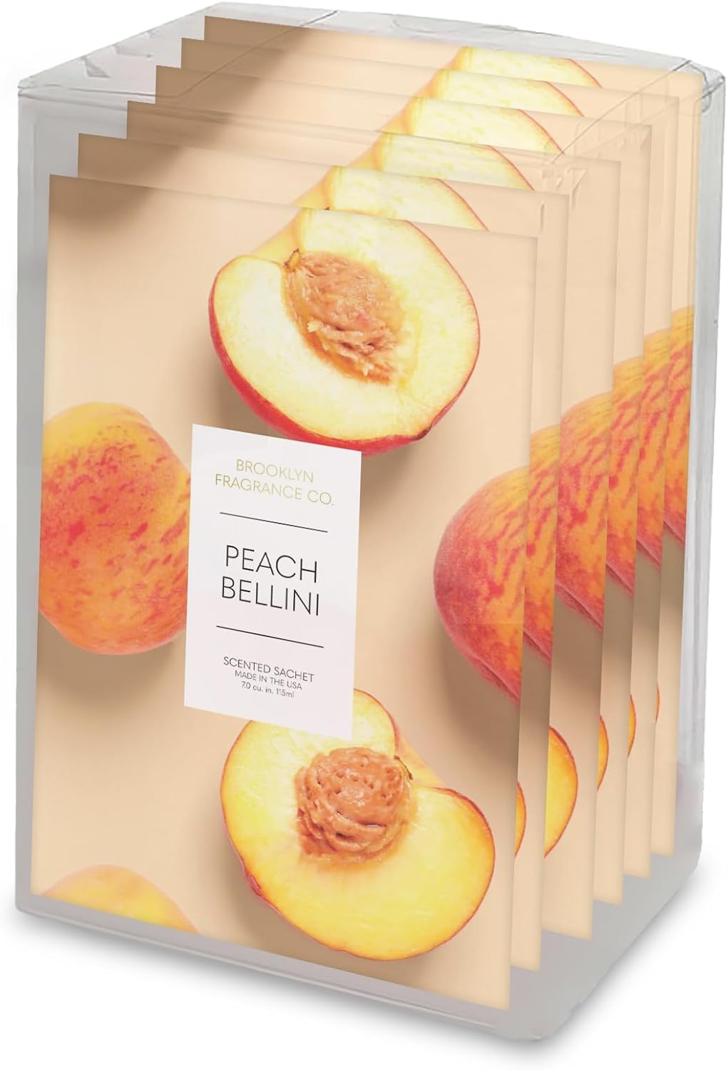 Brooklyn Fragrance Co. Fruits Sachet Bags – Peach Bellini Scented Pouches – Perfect Aroma for Drawers, Closets, Cars and Bathrooms – Long-Lasting Fresh Scent Sachets (6- Pack)