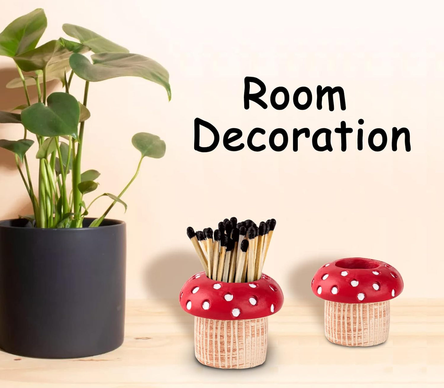 Mushroom Match Holder With Striker 2 Décor Match Striker Jar Cute Match Jar With Striker Decorative Matches In A Jar Fancy Matches Jars