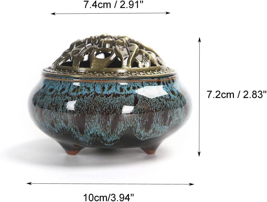 Ceramic Incense Burner, Coil Cone Stick Incense Burner Holder, Home Ornaments Incense Seat, Disc Censer Zen Decor (Fambe Red)