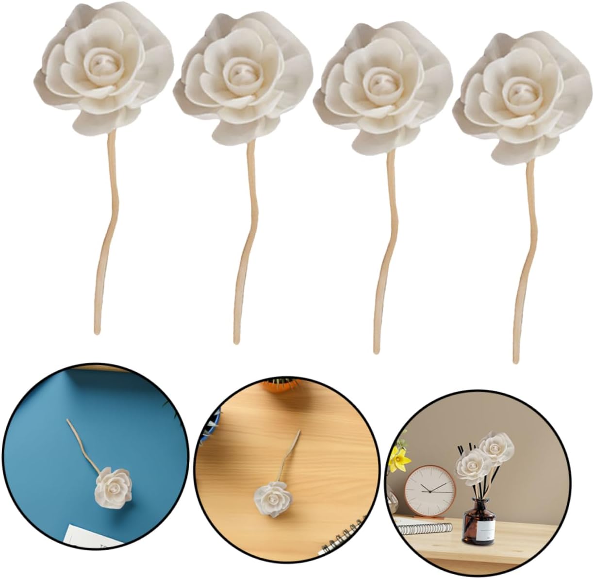Ipetboom 5PCS Rattan Flower Aromatherapy Diffuser Sticks Natural Fragrance Reeds for Home Wedding Decor Scented Replacement Rods for Oil Diffusers