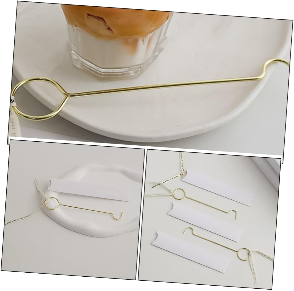 KALLORY 4 Pieces Candle Wick Dippers and Extinguish Hook Set Metal Portable Candle Snuffers and Aromatherapy Safe Flame Extinguisher Tools for Home Décor