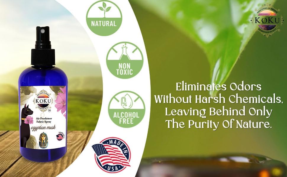 Egyptian Musk Air Freshener - Room Spray - Odor Eliminator - Deodorizer - Car Air Freshener - Home Spray - Linen Spray - Fabric Refresher - Non-Toxic - Alcohol Free - Made in USA (8 Oz)