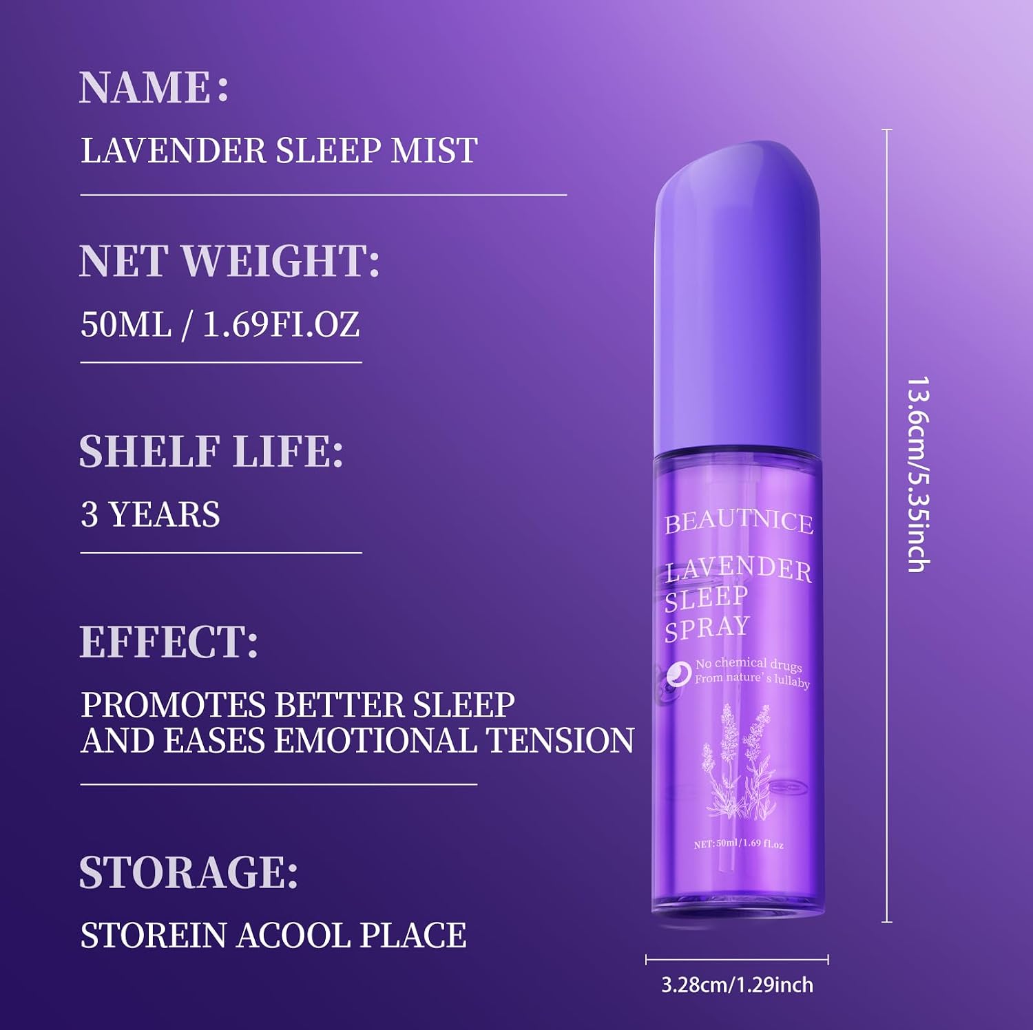 Lavender Restful Sleep Spray - Natural Chemical-Free Sleep Aid with Lavandula Angustifolia Flower Water | 50ml Calming Pillow Mist for Relaxation & Better Sleep