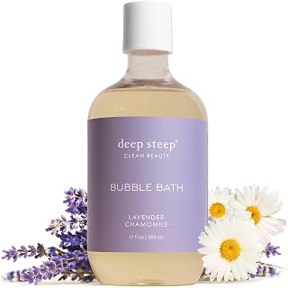 Deep Steep Lavender Chamomile Bubble Bath for Women, Hypoallergenic, Clinically Tested, Clean Formula for Sensitive Skin, Sulfate-Free, 17 fl oz Bottle, Essential Bath Accessories