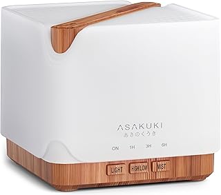 ASAKUKI Essential Oil Diffuser for Home, Large 700 ml Humidifier with Automatic Shut-Off, Scent Aromatherapy Diffuser with 7 LED Lights for Living Room, Kitchen, Bedroom, Hotel - Yellow