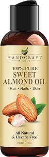 Handcraft Blends Sweet Almond Oil - 4 Fl Oz - 100% Pure and Natural - Premium Grade Carrier Oil for Skin and Hair - Hair and Body - Massage - Hexane-Free