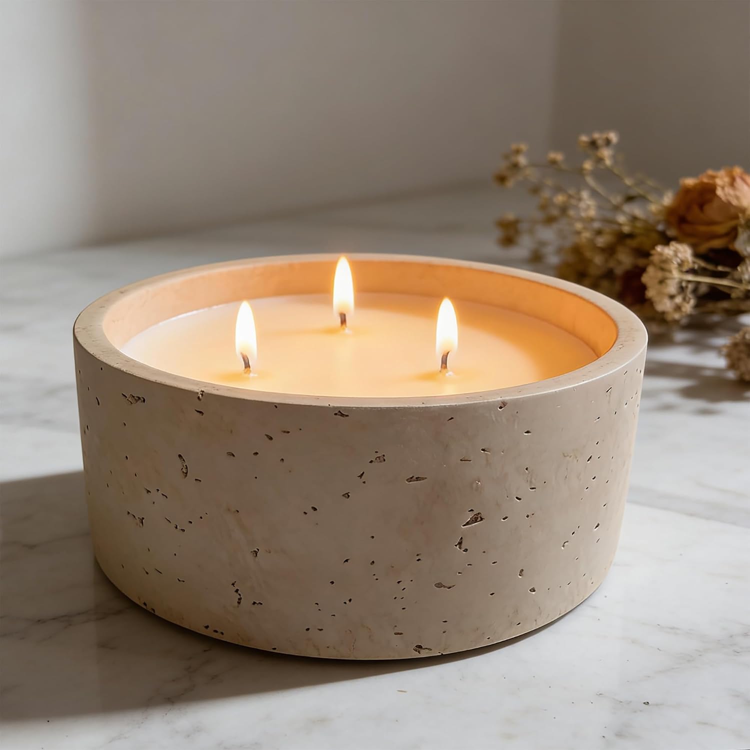 GalDal Scented Candle - Amber & Musk & Vanilla, 21 oz. 3 Wick Scented Candle Made with Coconut Oil and Soy Blend Wax | Acacia Wood Lid
