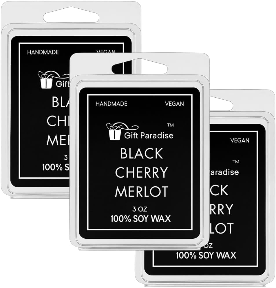 Black Cherry Merlot Wax Melts – Set of 3 (3 oz Each) – Hand Poured Soy Wax, Fruity Wine-Inspired Fragrance, Long Lasting & Gift-Ready