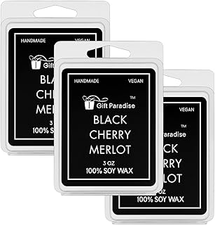 Black Cherry Merlot Wax Melts – Set of 3 (3 oz Each) – Hand Poured Soy Wax, Fruity Wine-Inspired Fragrance, Long Lasting & Gift-Ready