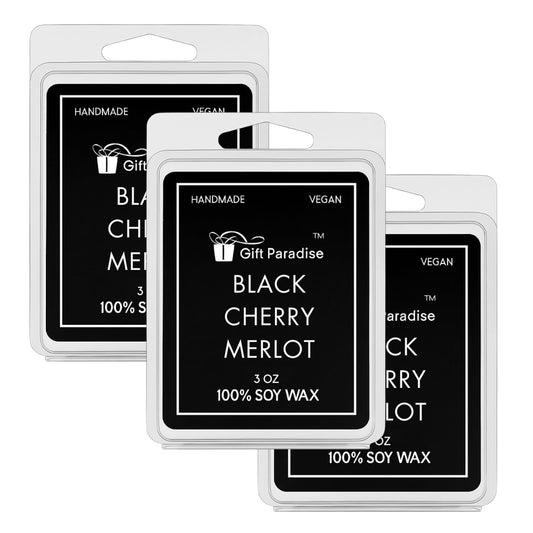 Black Cherry Merlot Wax Melts – Set of 3 (3 oz Each) – Hand Poured Soy Wax, Fruity Wine-Inspired Fragrance, Long Lasting &