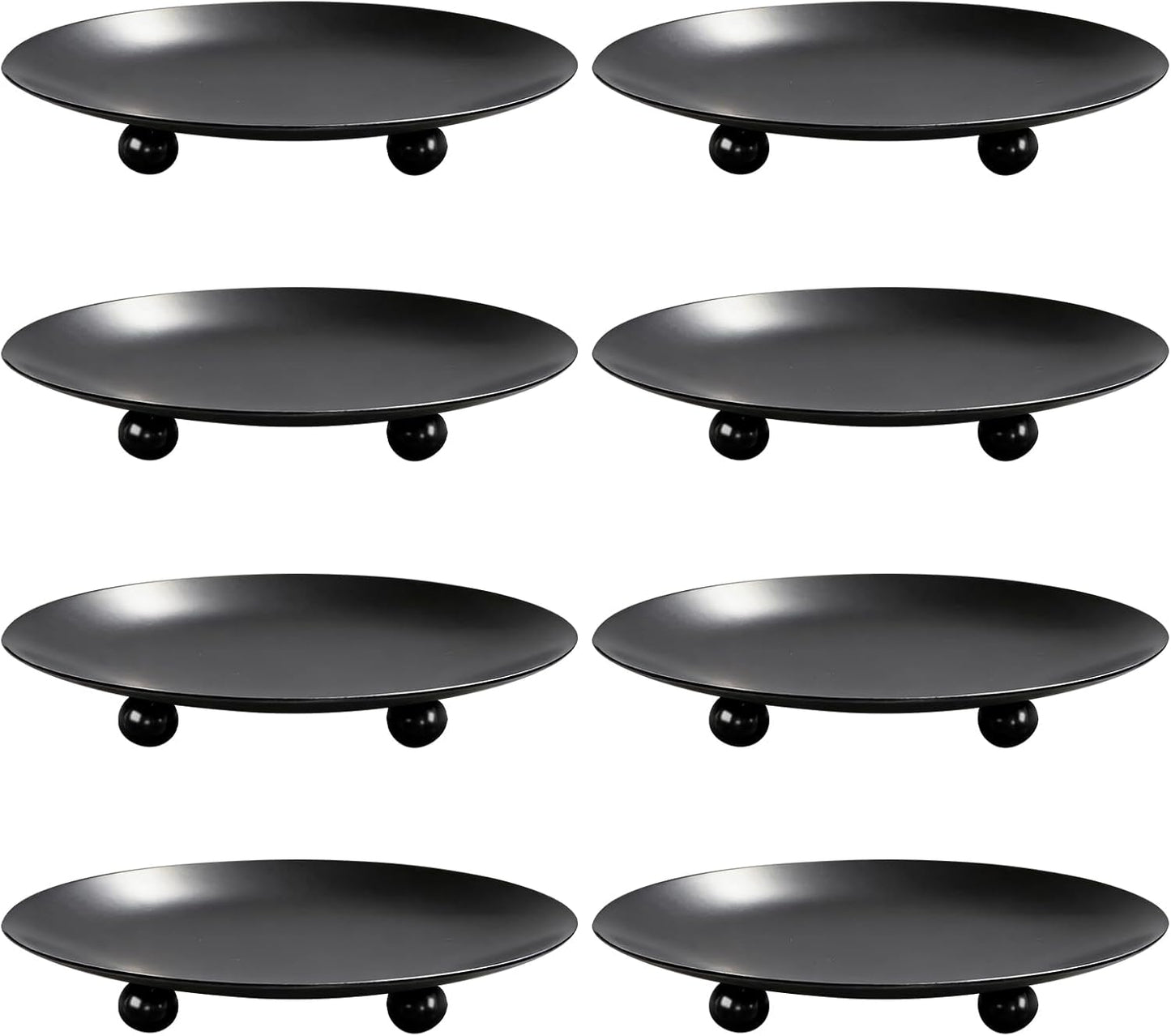 8 Pack Black Candle Holders for Pillar Candles, Premium Iron Candle Plates Stand for Led, Wax Candles, Decorative Candle Tray Dish for Spa Weddings Table Centerpiece