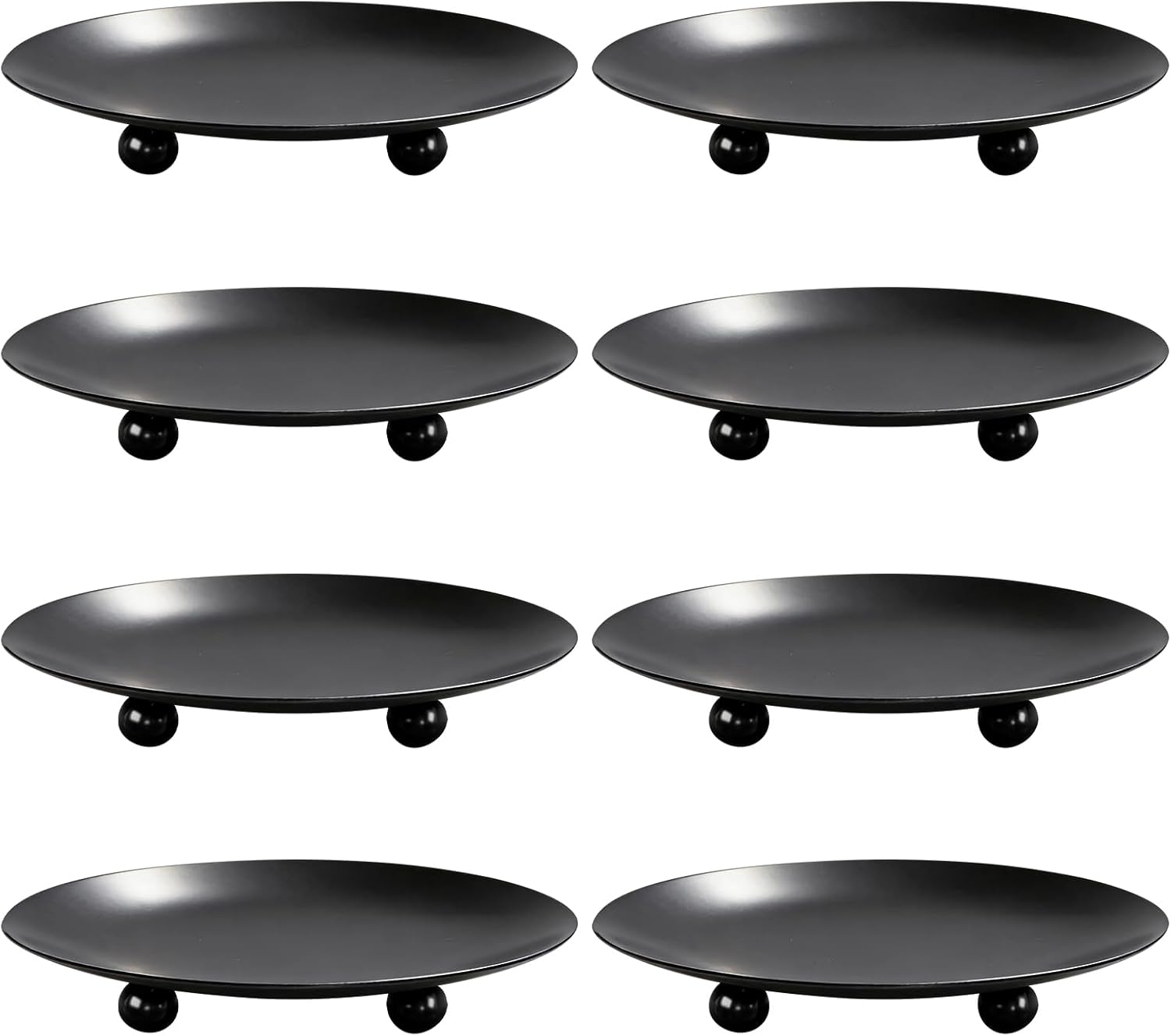 8 Pack Black Candle Holders for Pillar Candles, Premium Iron Candle Plates Stand for Led, Wax Candles, Decorative Candle Tray Dish for Spa Weddings Table Centerpiece