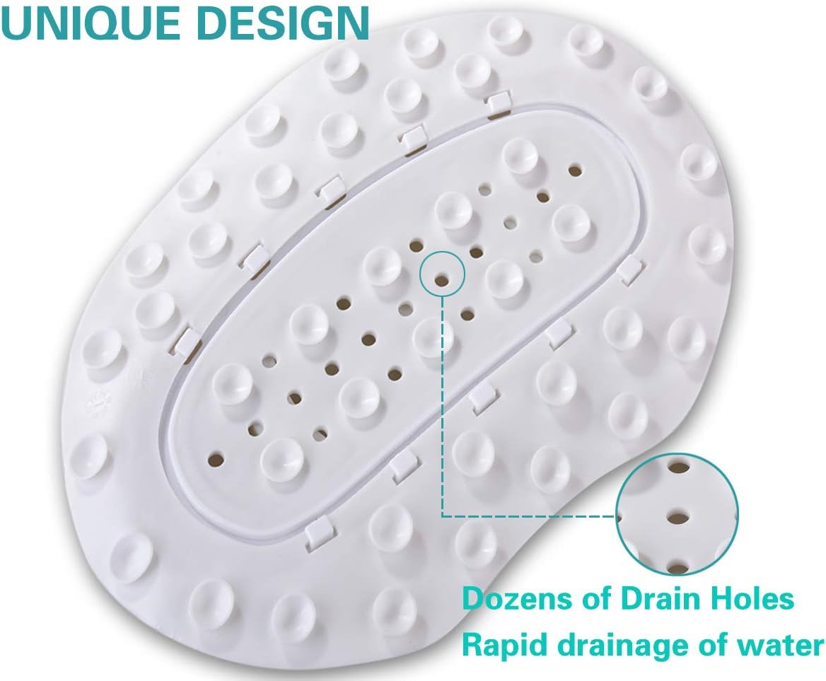 Small Bath Tub Neck Pillow, TPE Waterproof Suction Cups Bathtub Neck Pillow & Cushion, Ultra Thin, Lightweight Quick Drying Bath Accessories Spa Gifts for Women,White (13x9.6x1.6 Inch)