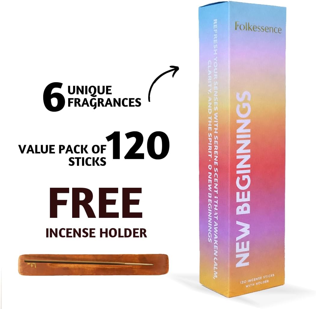 Folkulture Incense Sticks (120 Sticks) with Holder | Set of 6 Incense Sticks for Aromatherapy, Graduation Gifts, Pride Gifts | No Charcoal, Non Toxic, Vanilla & Lavender Incense Sticks