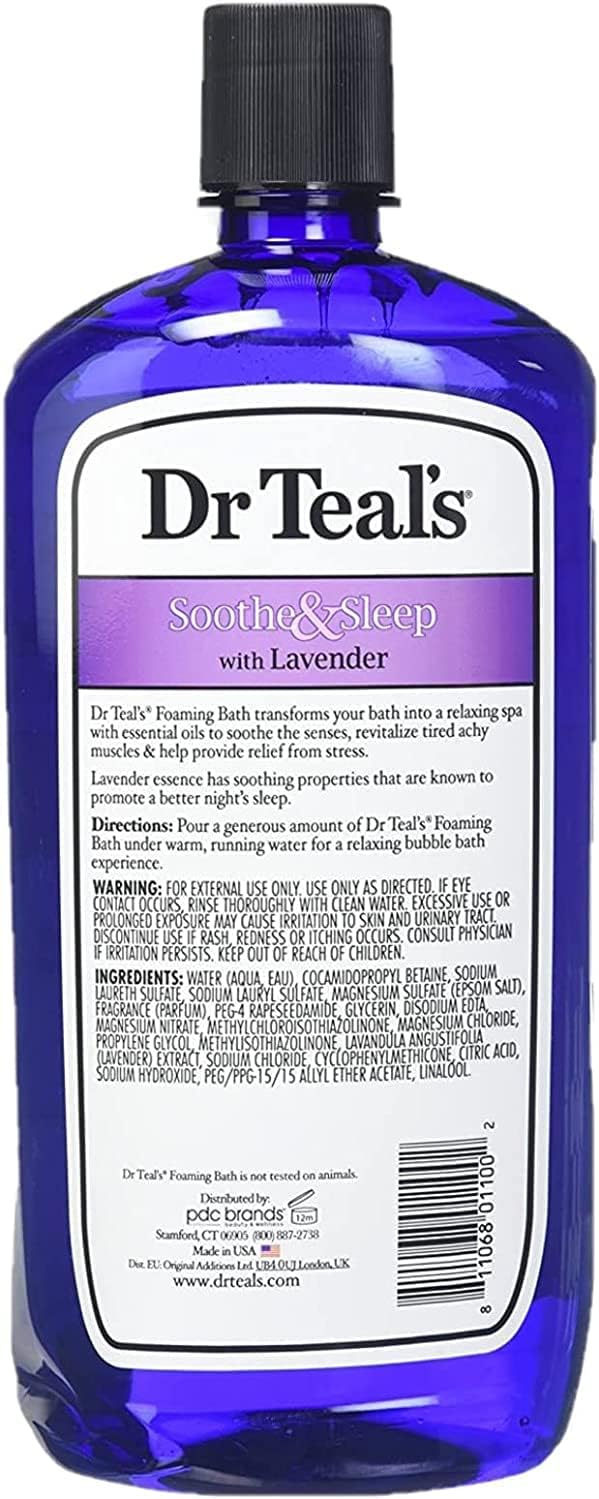 Dr. Teal's Foaming Bath Variety Gift Set (2 Pack, 34oz Ea.) - Soothe & Sleep Lavender, Moisturizing Shea Butter & Almond Oil - Essential Oils Blended with Pure Epsom Salt Ease Pain & Relieve Stress