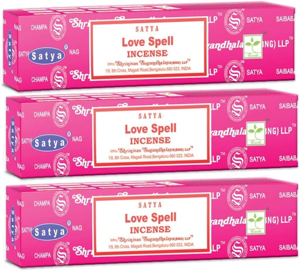 3 Packs Original Satya Sai Baba Nag Champa Incense Sticks Joss Insence - Insense 15g x 3 Box NagChampa Agarbatti (Love Spell)