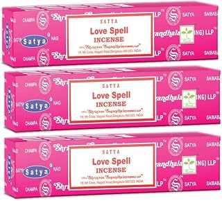 3 Packs Original Satya Sai Baba Nag Champa Incense Sticks Joss Insence - Insense 15g x 3 Box NagChampa Agarbatti (Love Spell)