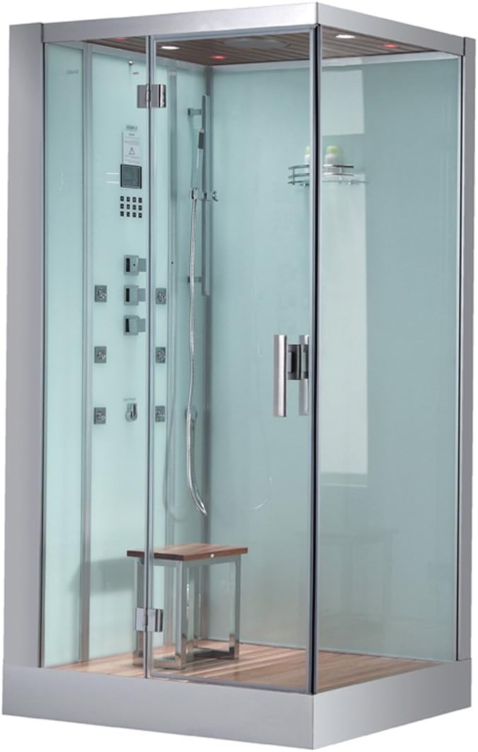 Ariel Bath DZ959F8W L Platinum Steam Shower & Sauna - 47" x 35.4" Rectangular - White - Left Configuration