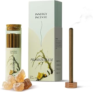 Innergy Frankincense Square Incense Sticks, No Bamboo Core, Gift Set | 100% natural, no synthetic fragrance or dyes, frankincense resin with sandalwood, meditation, ritual, 20 count
