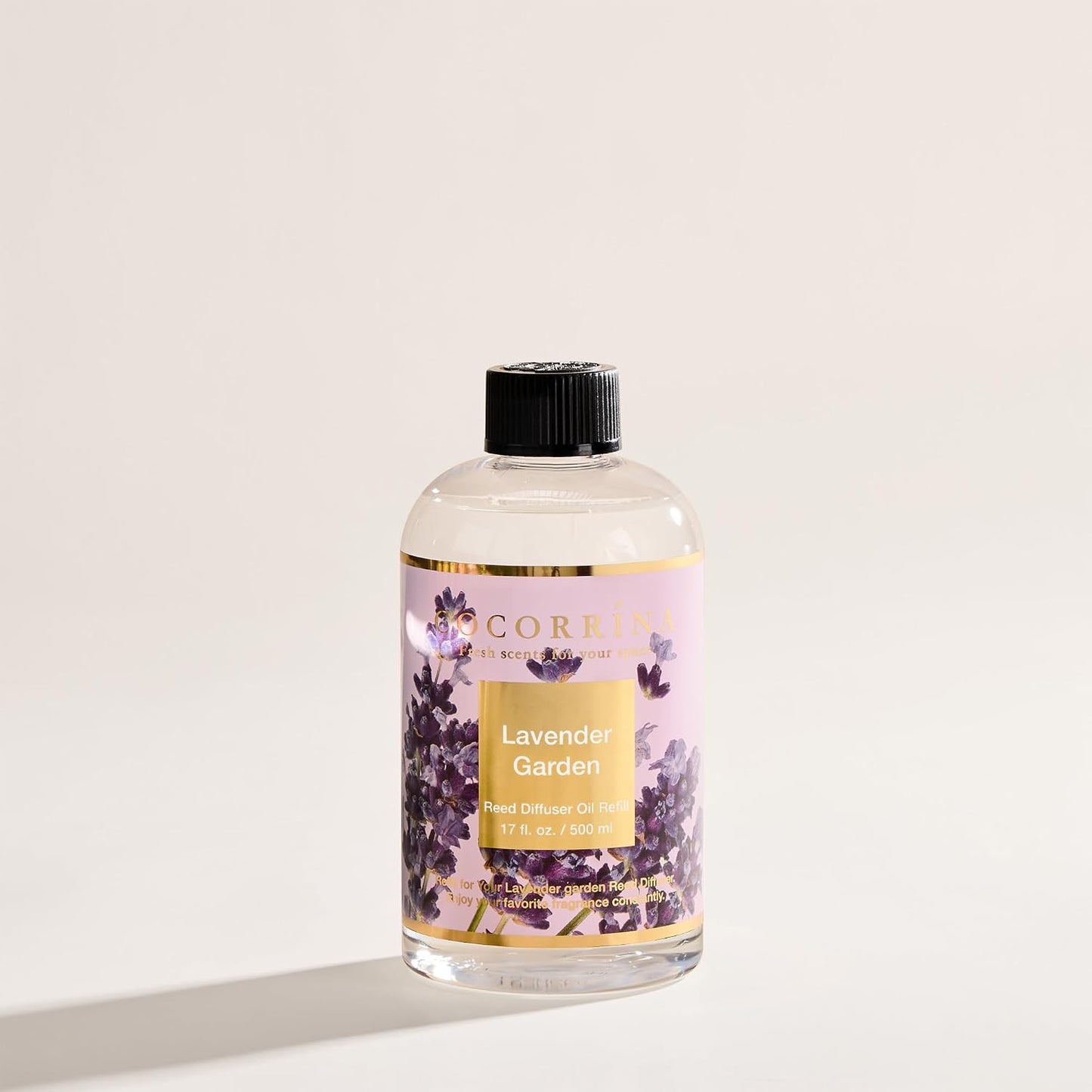 Cocorrína Reed Diffuser Refill Lavender Garden 17oz (500ml) with 8 Rattan Sticks - Premium Long-Lasting Scented Oil, Home Fragrance for Bedroom, Bathroom Home Decor