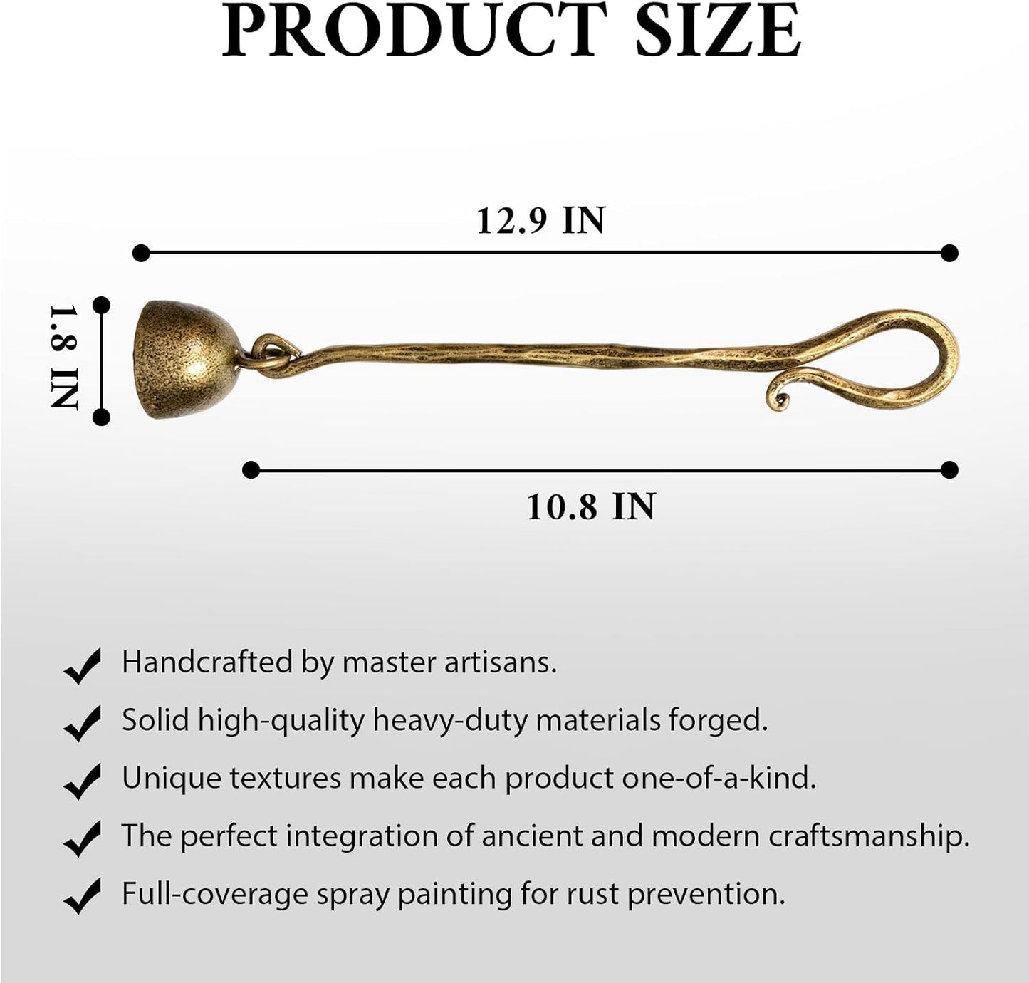 BEGINS Candle Snuffer Gold Hand-Forged Steel, Long Handle Vintage Candle Wick Extinguisher, Solid Metal Retro Candle Accessory