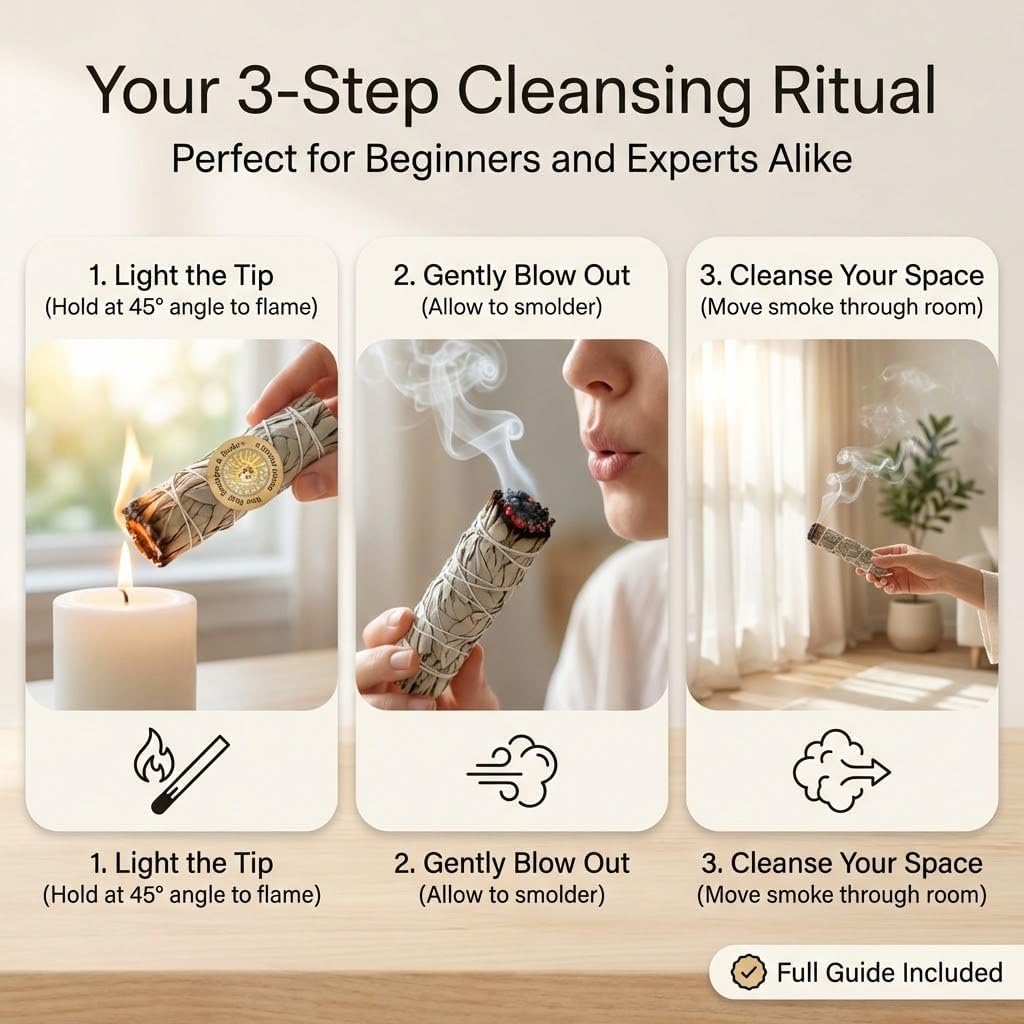 (Pack of 3)-New Age Smudges & Herbs -Premium California White Sage Incense 4 Inches Long. Home Cleansing Incense,Fragrance,Meditation,Smudging Rituals.California Smudge Sticks Rituals -4 Inch