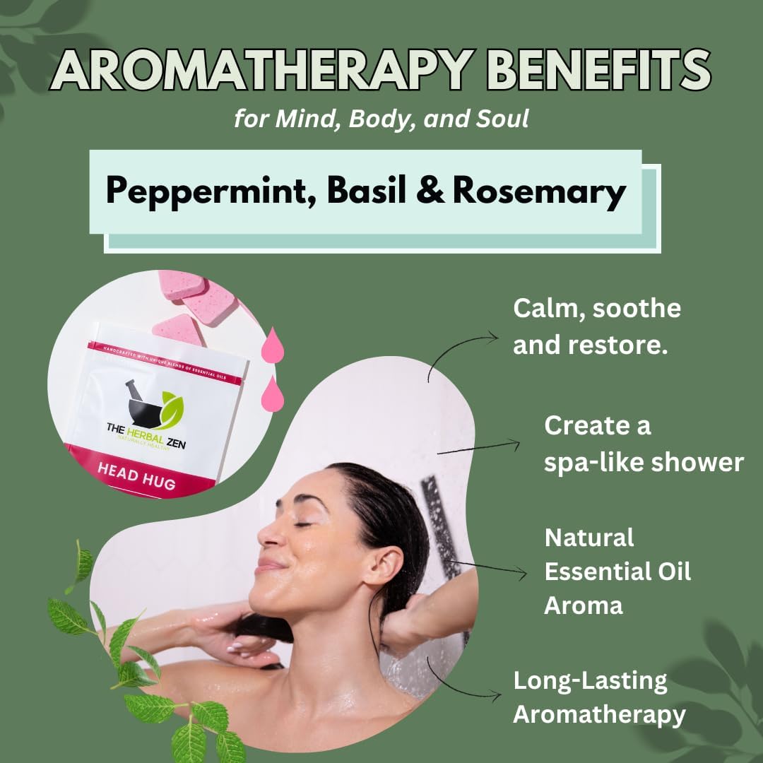 Head Hug Shower Steamers Aromatherapy for Relief - USA Made Mothers Day Gift for Mom - Peppermint & Rosemary Shower Bomb Tablets – Soothing Natural Essential Oils (10 Pack)