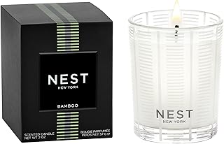 NEST New York Scented Votive Candle, Bamboo - 2 oz - Up to 28-Hour Burn Time - Reusable Glass Vessel