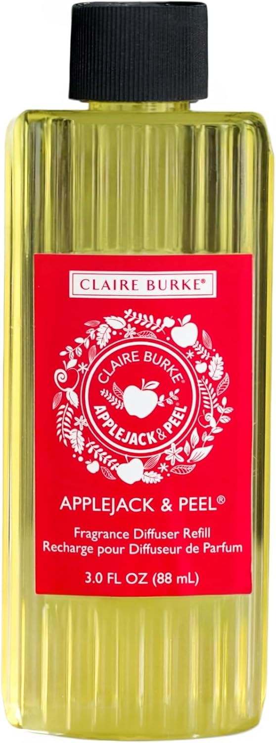 Claire Burke Applejack & Peel Reed Diffuser Refill for Home | Flameless Fragrance Oil with Sticks | 3 fl oz, 8 Reeds | Diffusers for Home Fragrance, Scent Diffuser Stick Set | Up to 800 Sq Ft