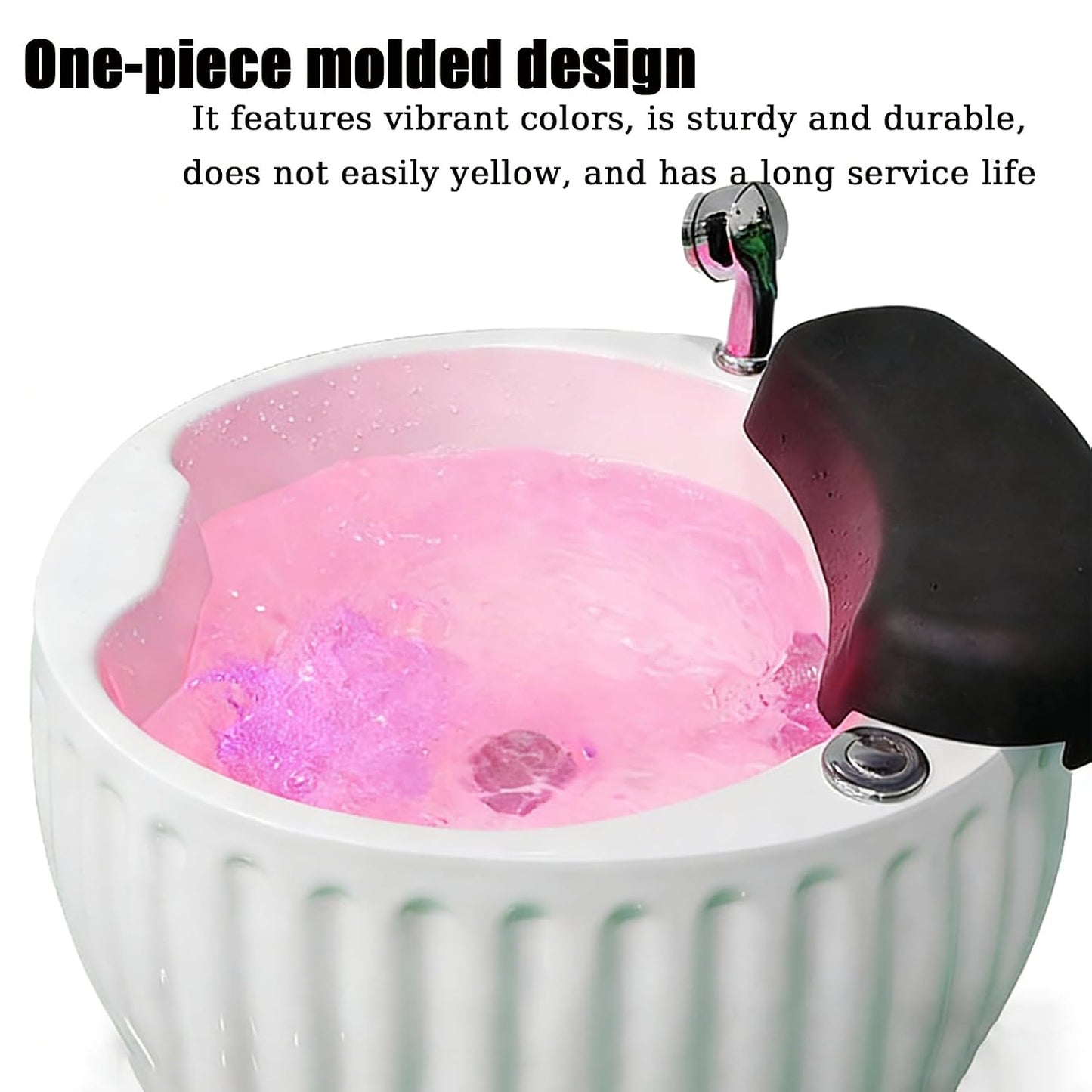 Acrylic Footbath Featuring Spa Massage, Colorful Lamp, Round Design, Automatic Drain Pump – Ideal for Beauty, Nail Salons, Home Use in White Massage version 24.8 * 20.8 * 13.8