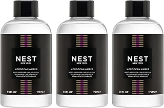 NEST New York Reed Diffuser Liquid Refill Bundle, Moroccan Amber - Includes Three 5.9 fl oz Refill Bottles