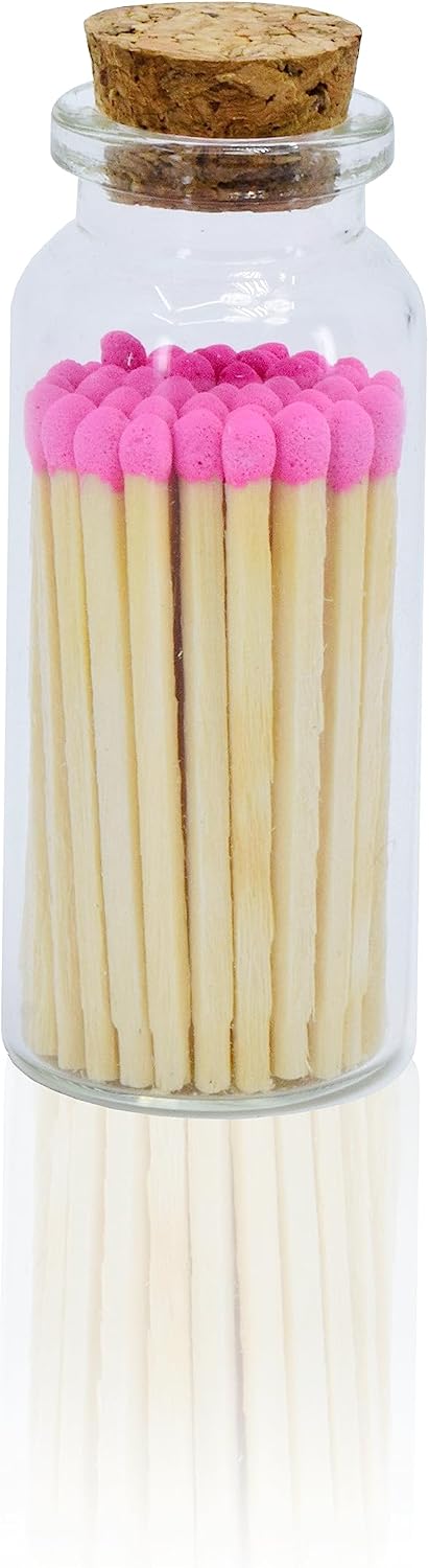 Chandler Studio Colorful Small Match Bottles - Cork Closure - Strike-on Jars - 2” Matchsticks (10 Bottles, 40 Matchsticks Bottle)