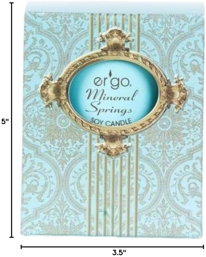 Ergo Soy Candle Paris Collection, Artisan Hand Poured Natural Vegan Soy Wax - Luxuriously Scented Mineral Springs - 7 ounce