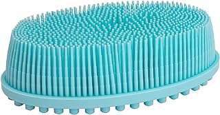 DNC Exfoliating Silicone Body Scrubber Shower Bath Body Brush loofah Easy to Clean, Lathers Well, Eco Friendly, Long Lasting (Blue