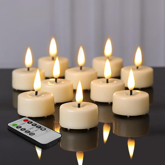Eywamage Ivory Flameless Wax Tealights with Remote Batteries