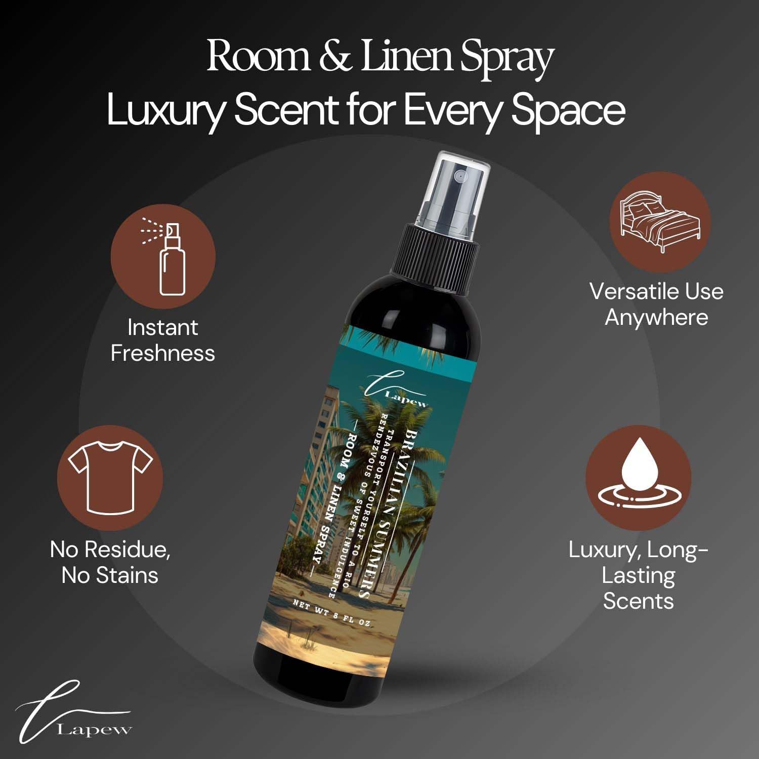 Lapew Room & Linen Spray | Fragrance Mist for Home, Car & Office | Fabric & Air Freshener | Neutralizing Mist | Made in USA | Brazilian Summers