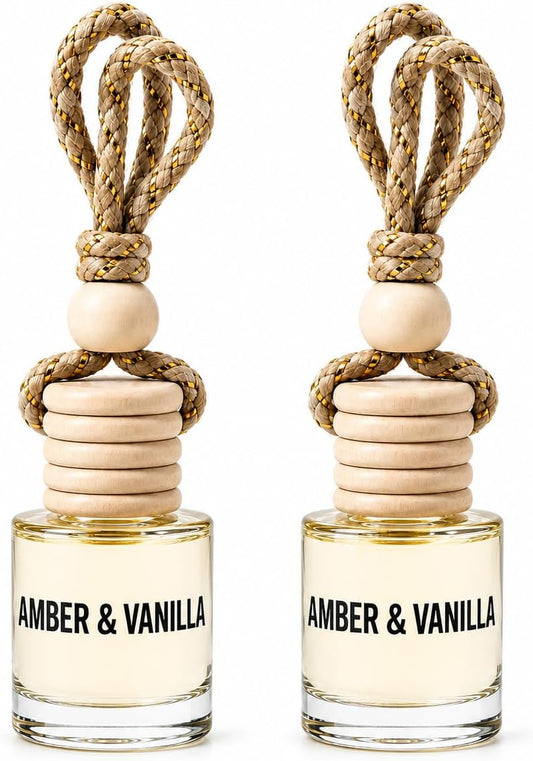 Amber & Vanilla Hanging Car Air Freshener & Oil Diffuser